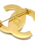Chanel CC Turnlock Rhinestone Brooch Pin Gold 96P