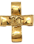 Chanel Cross Brooch Pin Corsage Gold 94P