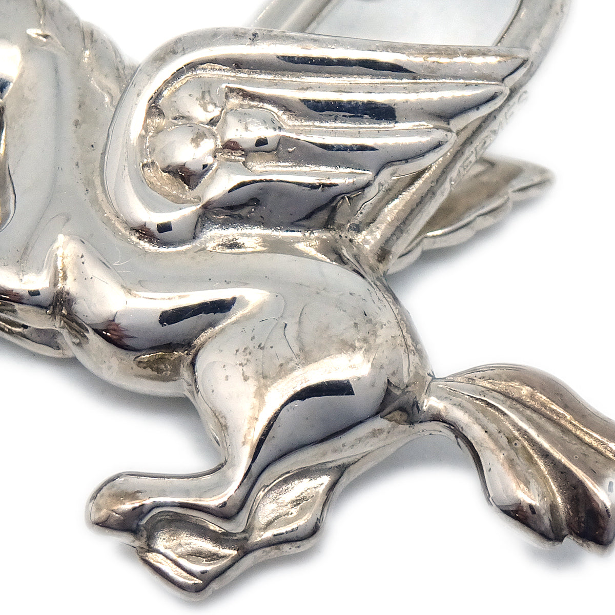 Hermes Le Cheval Pegasus 1993 Cadena Lock Charm Silver Small Good