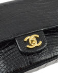 Chanel * Black Crocodile Medium Classic Double Flap Shoulder Bag