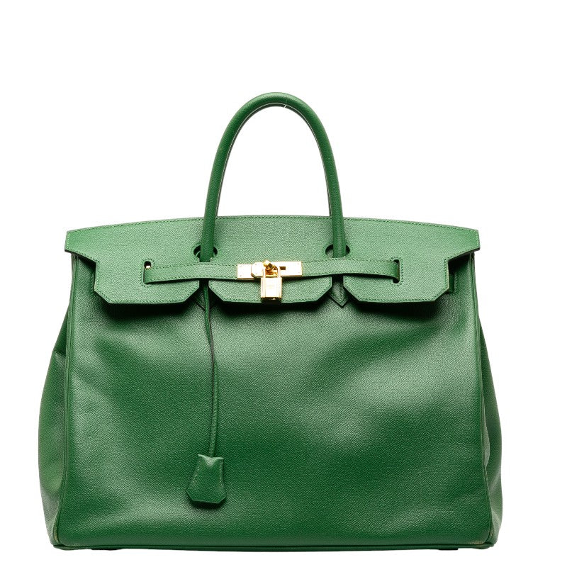 Hermes Birkin 40 Handbag Green Courchevel Leather Timeless Vintage