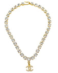 Chanel CC Chain Pendant Necklace Rhinestone Gold 96A