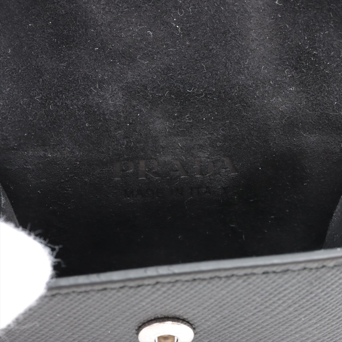 Prada Saffiano 2TT133 Leather Earring Case Black Earring