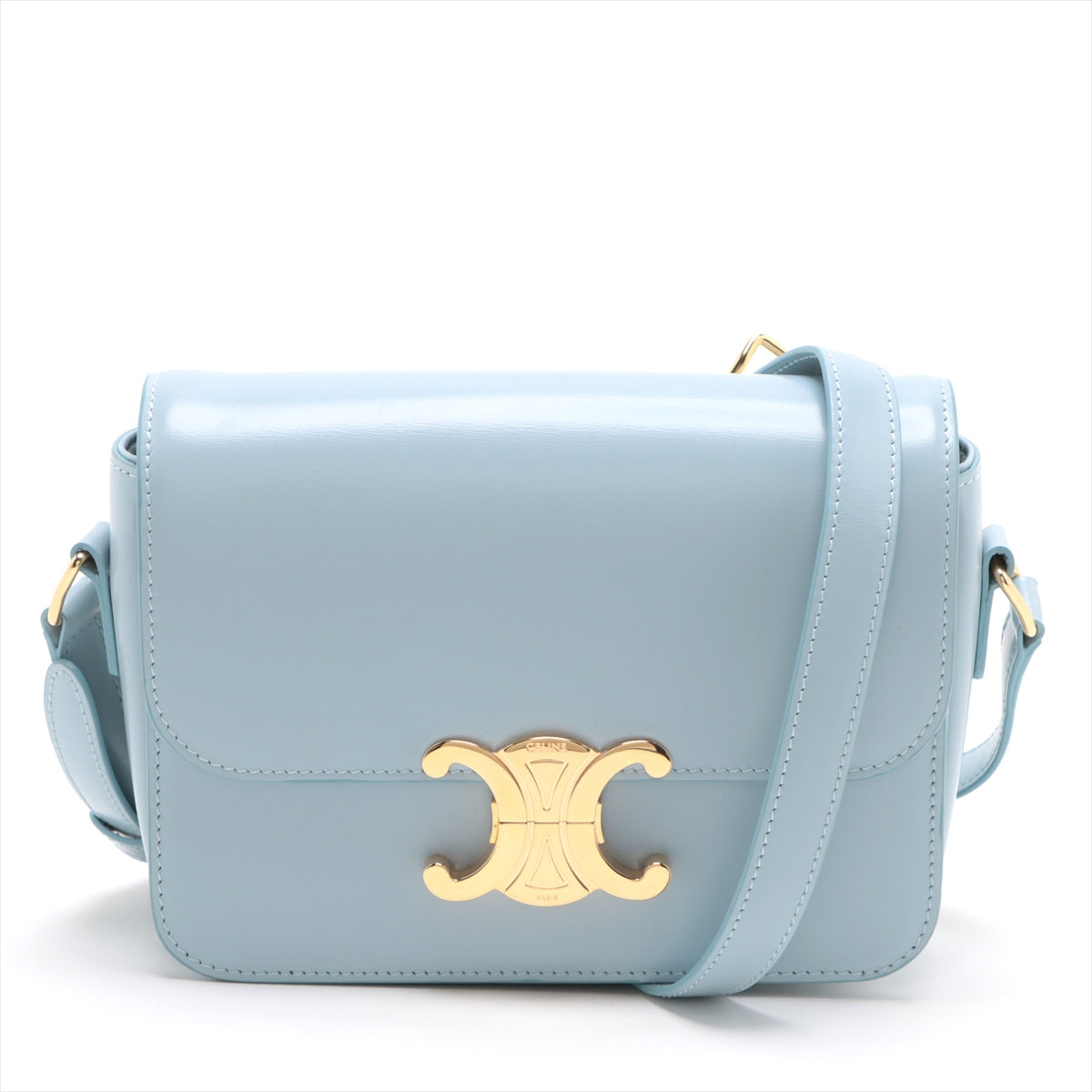 Celine f Leather Shoulder Bag Blue