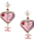 Chanel Pink Heart Piercing Earrings 05P