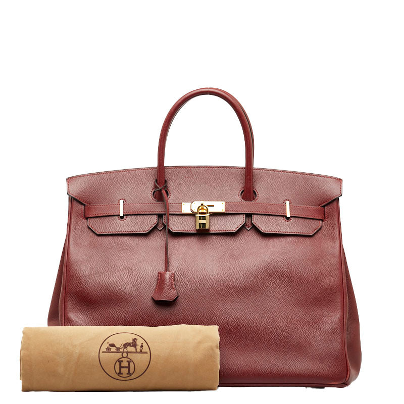 Hermes Birkin 40 Handbag Rouge Couchevel Leather