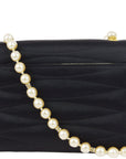 Chanel Black Rhinestone Artificial Pearl Chain Straight Flap Bag