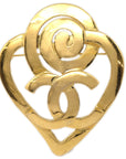 CHANEL 1995 Heart Brooch Pin Gold 95P