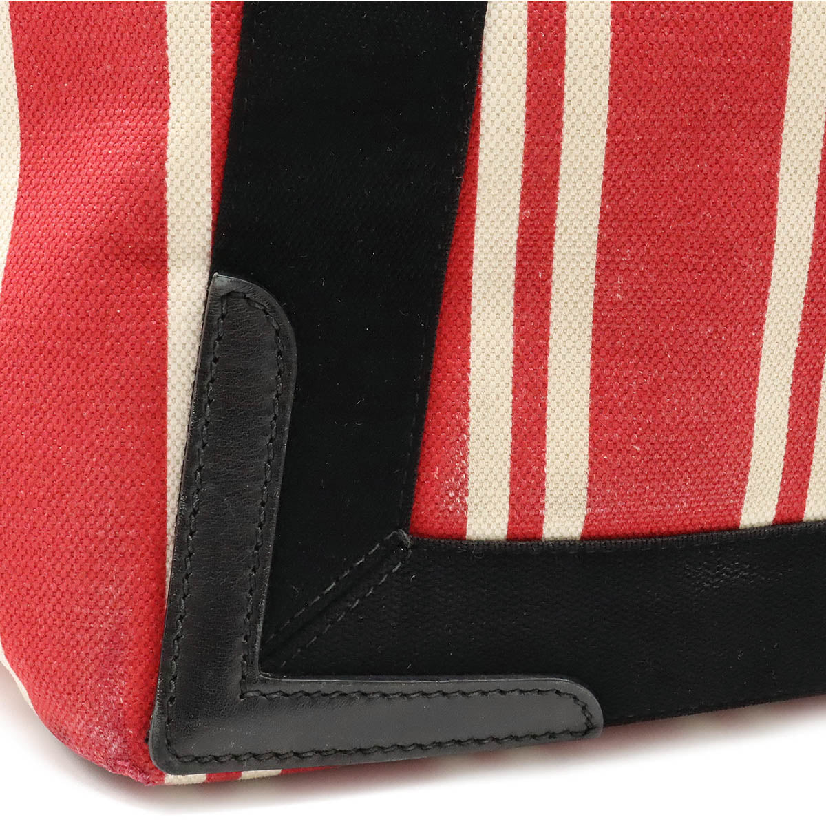 BALENCIAGA VALENCIAGA Navy Caba S Strip Tote Bag Handbag Canvas Leather Red Black  Pouch 339933