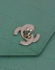 Chanel Green Caviar Letter Flap Handbag