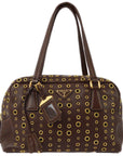 Prada Brown Perforated Leather Handbag