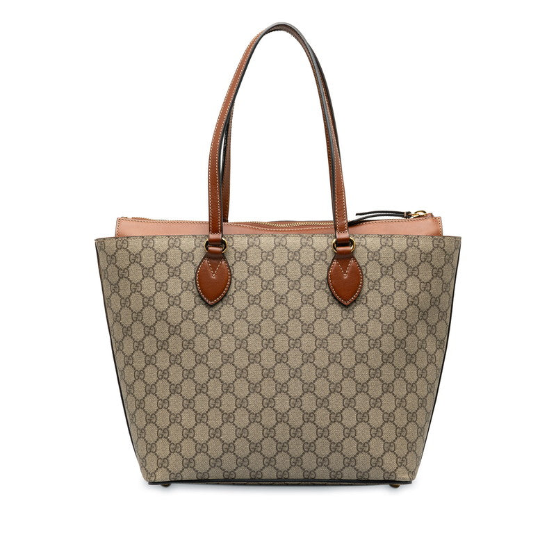 Gucci GG Supreme Tote Bag 415721 Beige Brown PVC Leather  Gucci