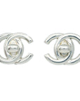 Chanel CC Turnlock Earrings Clip-On Silver Large 97A