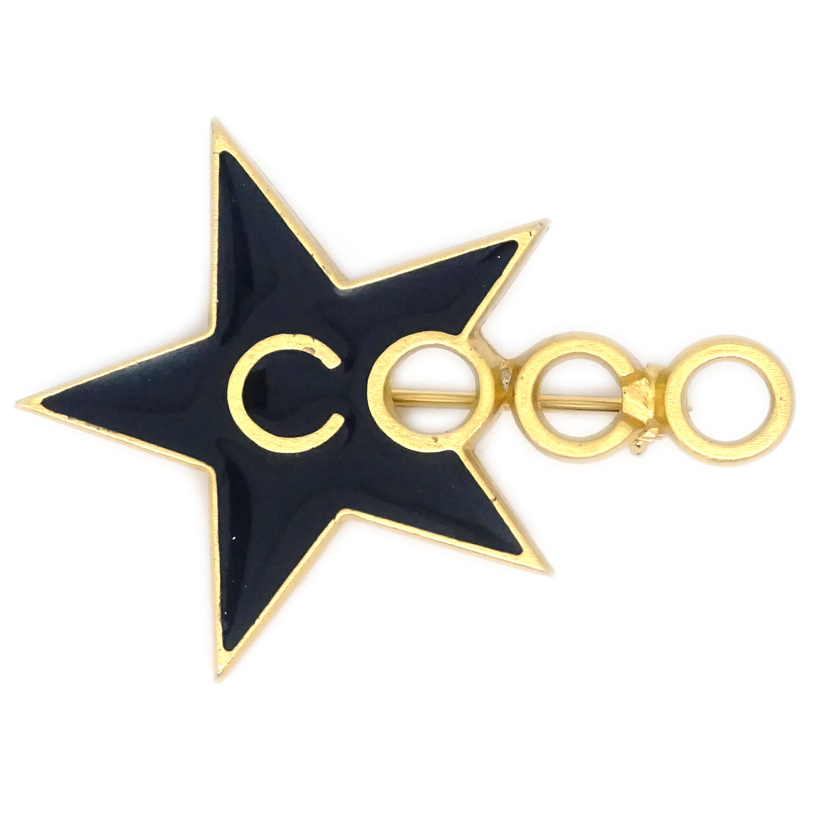 Chanel Star Brooch Pin Black 01P