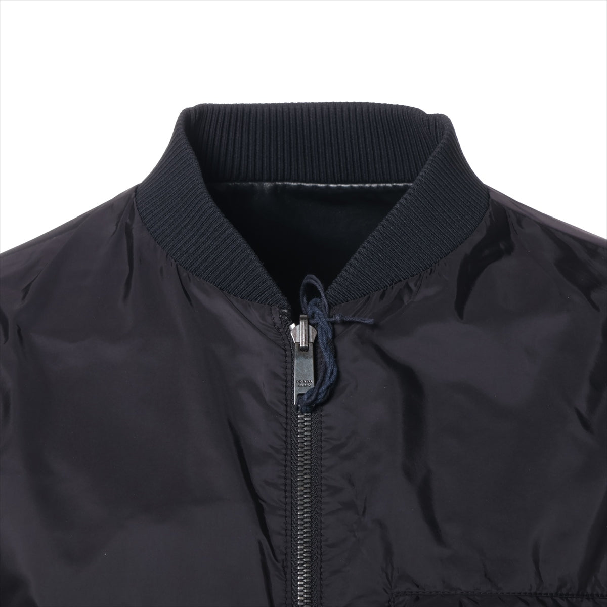 Prada 20 Years Nylon X Leather Jacket 44 Men Black  S UPW368 Triangle Logo Reverseible