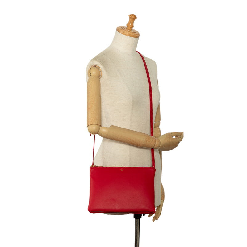 Celine Trio   Shoulder Bag Red PVC Leather  Celine