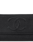 Chanel 2005-2006 Black Caviar Timeless Trifold Wallet