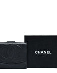 Chanel Coco Double Fed Wallet Compact Wallet Black Leather  Chanel