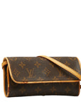 Louis Vuitton Monogram Pochette Twin PM Shoulder Bag M51854 Brown PVC Leather  Louis Vuitton
