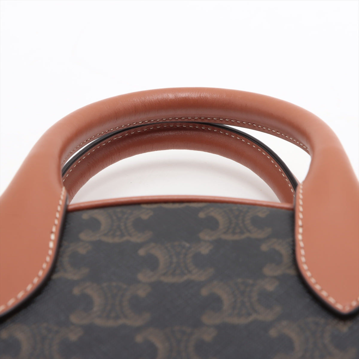 Celine f Bowling Bag PVC Leather 2WAY Handbag Brown