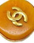 Chanel Stone Button Earrings Clip-On Orange 96P