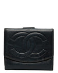 CHANEL DECACOCO Double Hook Fed Wallet Black Leather  CHANEL