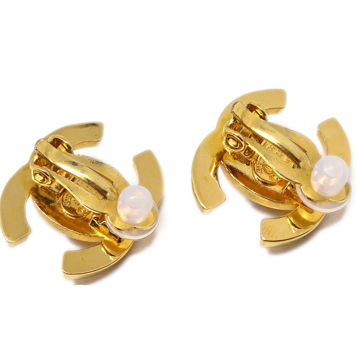 Chanel CC Turnlock Earrings Clip-On Gold Small 97P