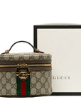Gucci GG Supreme Ophidia Sy Line Vanity Bag Cosmetic Case 627463 Beige Multicolor PVC Leather  Gucci