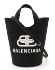 BALENCIAGA VALENCIAGA WAVE XS Wave Handbag Bucket Bag Mini Bag 2WAY Shoulder Bag Canvas Black 619979