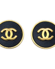 Chanel Button Earrings Clip-On Black 26