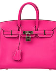 Hermes Rose Shocking Epsom Birkin 25 Handbag