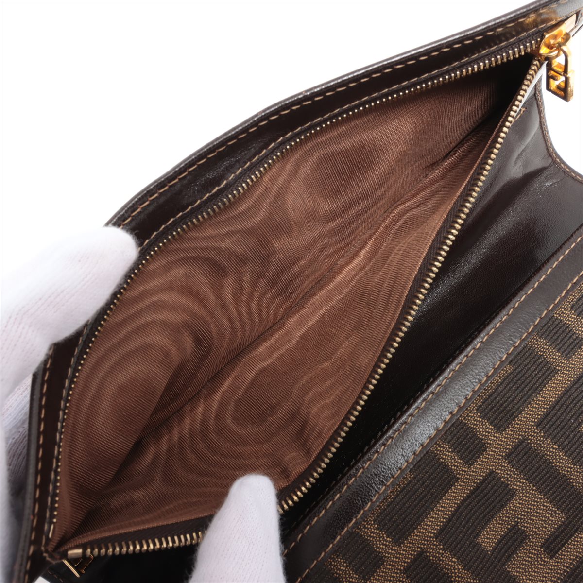 Fendi canvas x leather wallet Brown