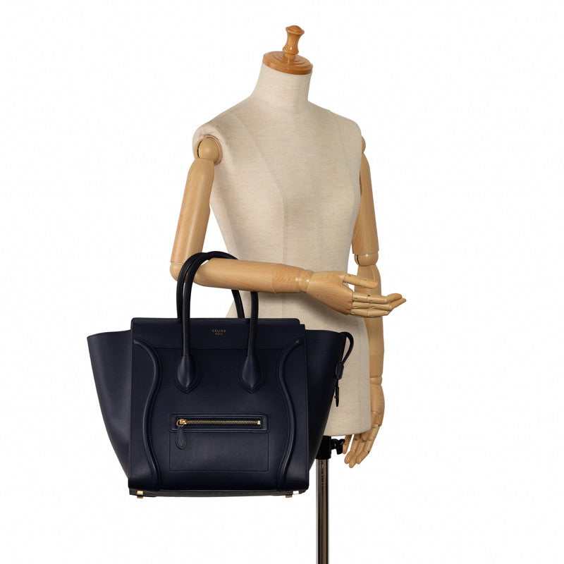 Celine Luggage Mini per Handbag Tote Bag Navy Leather  Celine