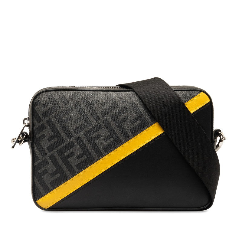 Fendi Zucca Cam Slipper Shoulder Bag 7M0286 Black Yellow PVC 