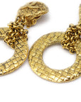 Chanel 1994 Woven CC Hoop Earrings Clip-On Gold 2881