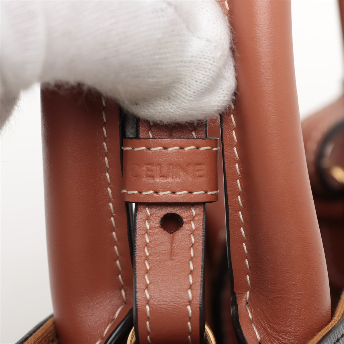 Celine Mini-VertiCarbon PVC  Leather 2WAY Handbag Brown Earl