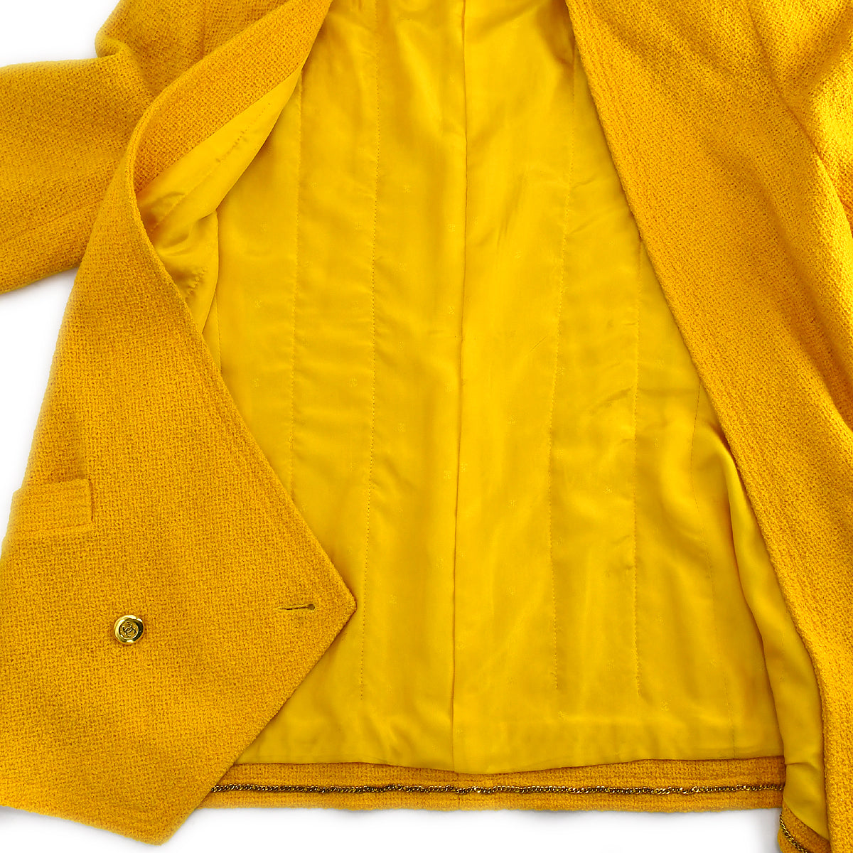 Chanel Double Breasted Colorless Jacket Yellow 17 