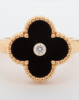 Van Cleef & Arpels Vintage Alhambra Onyx Diamond Ring 750 (YG) 7.0g 54 VCARA41054