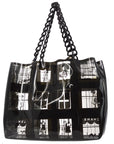 Chanel Black Vinyl Window Tote Handbag