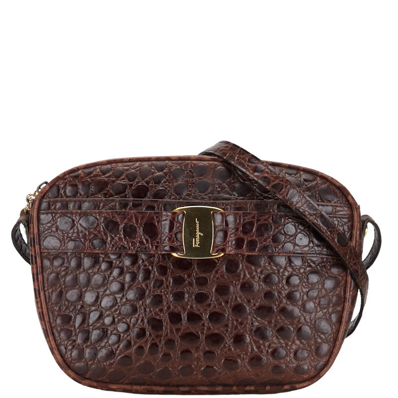 Salvatore Ferragamo brown fashion leather vintage crossbody bag