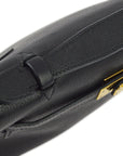 Hermes * Black Evergrain Kelly Pochette Handbag