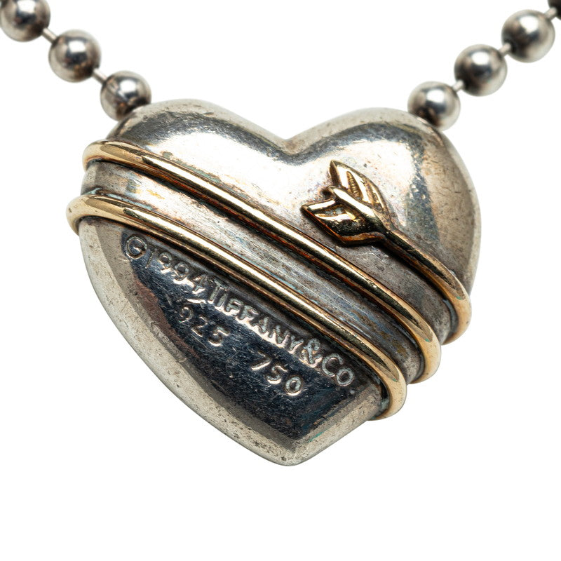 Tiffany Heart Arrow Shoulder Motif Necklace SV925 Silver K18YG 