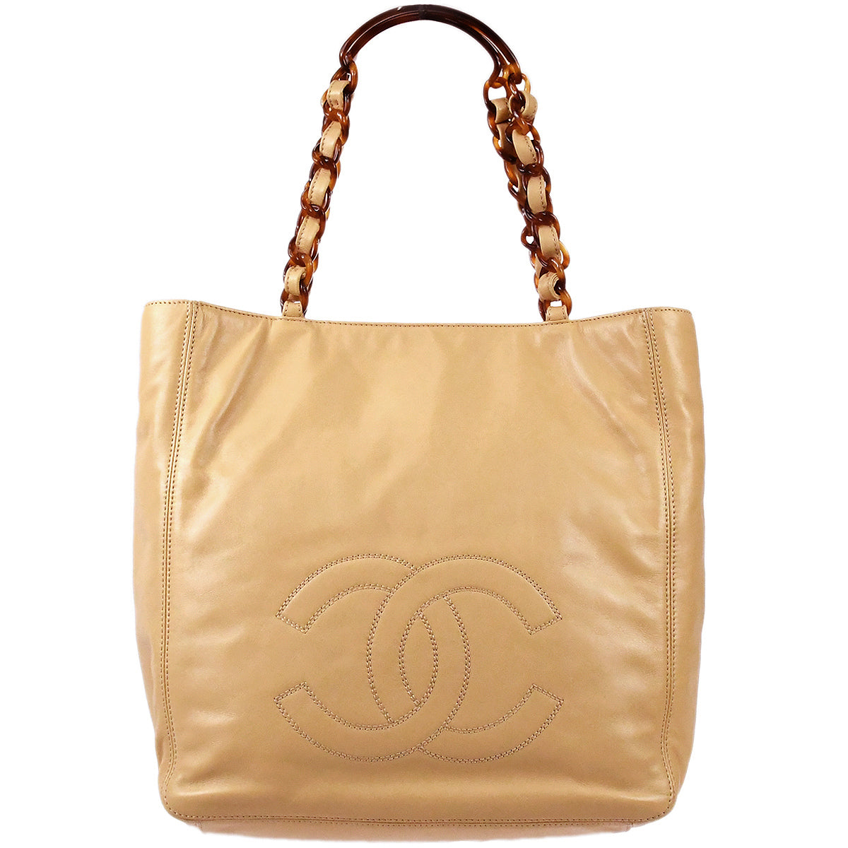 Chanel Brown Lambskin Tote Handbag