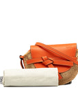 Loewe Minigate  Shoulder Bag 329.13.T20 Orange Beige Leather Raffia  LOEWE
