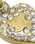Chanel Heart Chain Pendant Necklace Rhinestone Gold 02P