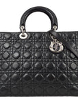 Christian Dior 2004 Black Lambskin Lady Dior Cannage 2way Handbag