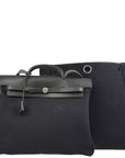 Hermes Black Toile Officier Herbag MM 2 in 1 2way Shoulder Handbag