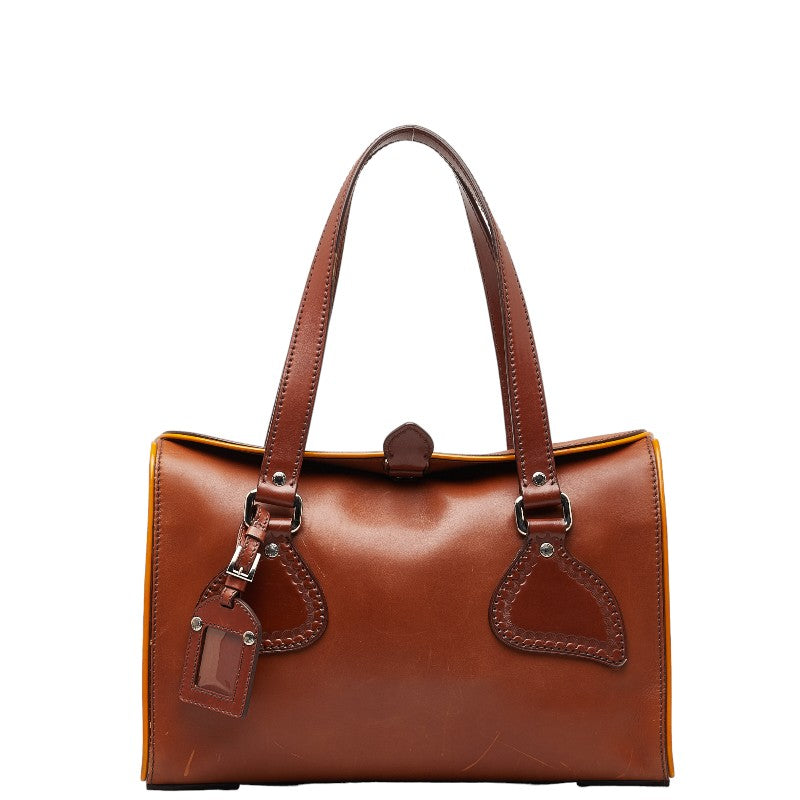 Prada logo handbags shoulder bags brown leather ladies PRADA