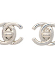 Chanel CC Turnlock Earrings Clip-On Silver Large 96P