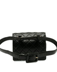 CHANEL Vintage Matlasse Belt Bag Waist Bag Lambskin Leather Black Women's